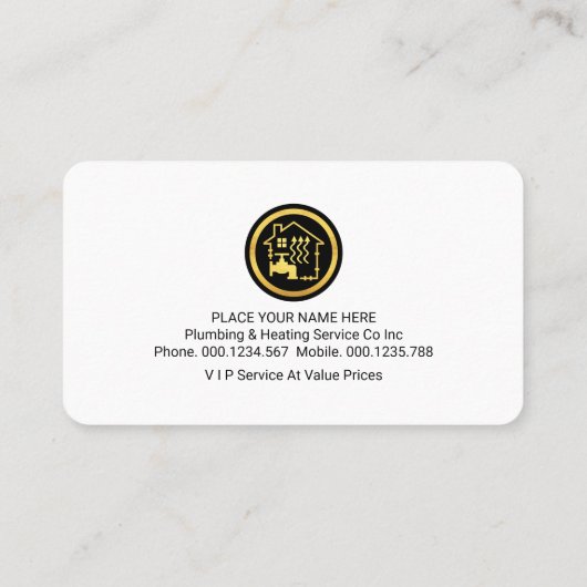 Blue Water Gold Wave Loodgieter Service Visitekaartje (Achterkant)