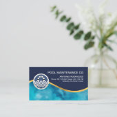 Blue Water Grunge Gold Swimming Wave Visitekaartje (Staand voorkant)