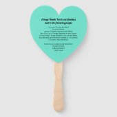 Blue Water Heart-Shaped Wedding Fan Program Handwaaier (Achterkant)