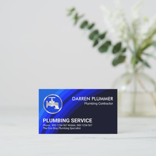 Blue Water Layers Loodgieter Visitekaartje (Staand voorkant)