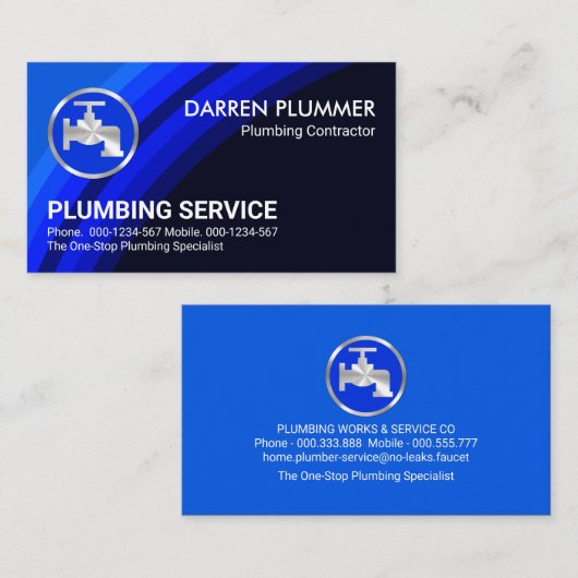 Blue Water Layers Loodgieter Visitekaartje (Voorkant / Achterkant)