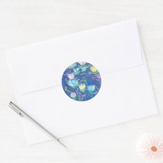 Blue Water Lilies Painting Stickers (Envelop)