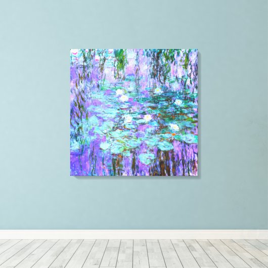 Blue Water Lilies van Claude Monet Canvas Afdruk (Insitu (Houten vloer))