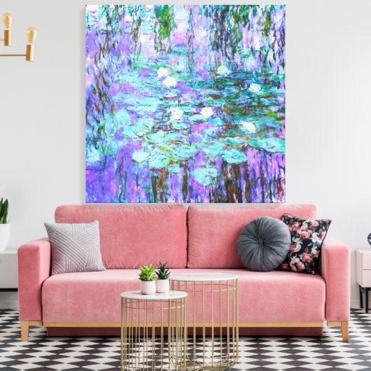 Blue Water Lilies van Claude Monet Canvas Afdruk (Insitu (Woonkamer))