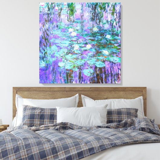 Blue Water Lilies van Claude Monet Canvas Afdruk (Insitu (Slaapkamer))