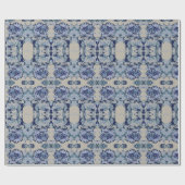 Blue Water Lily Pattern Cadeaupapier (Vlak)