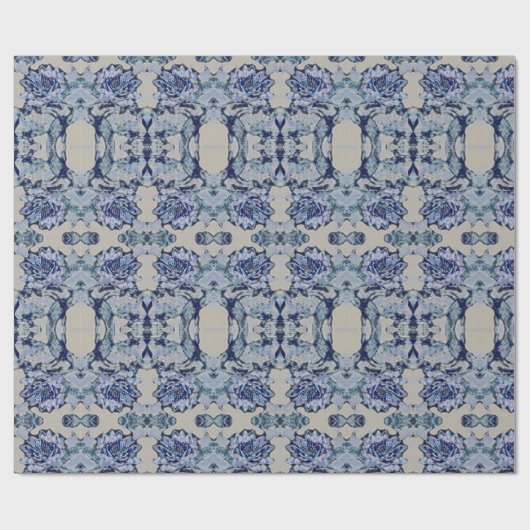 Blue Water Lily Pattern Cadeaupapier (Vlak)