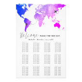 Blue water map elegant wedding seating foto afdruk (Voorkant)