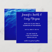 Blue Water Modern Calligraphy Wedding Kaart (Voorkant / Achterkant)