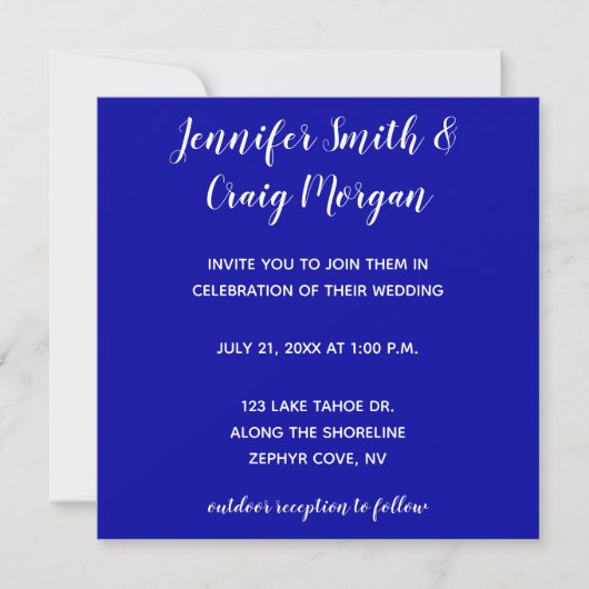 Blue Water Modern Calligraphy Wedding Kaart (Voorkant)