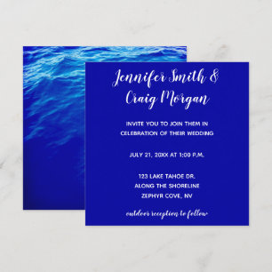 Blue Water Modern Calligraphy Wedding Kaart