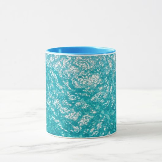Blue Water Ocean Waves Pattern Coffee Mug Mok (Midden)
