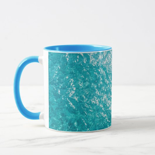 Blue Water Ocean Waves Pattern Coffee Mug Mok (Links)