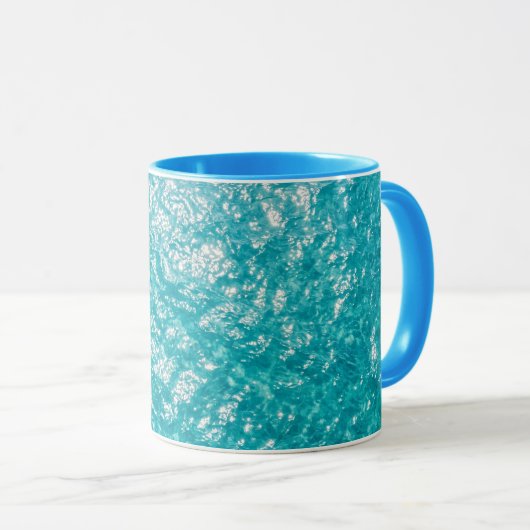 Blue Water Ocean Waves Pattern Coffee Mug Mok (Voorkant rechts)