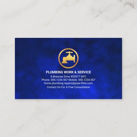 Blue Water Pipe Line Plumber Service Visitekaartje (Achterkant)