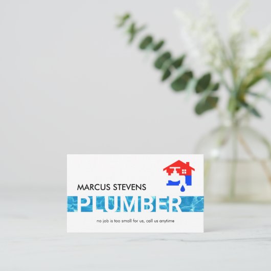 Blue Water Plumber Reflection Layer Visitekaartje (Staand voorkant)