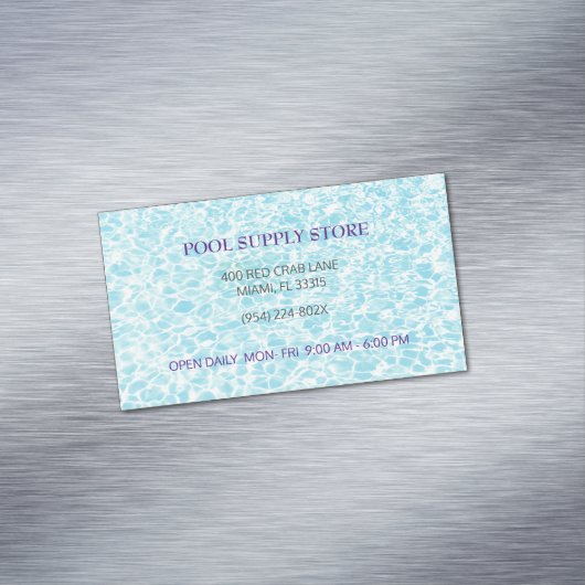Blue Water Pool voorraad winkel / zwembad reparati Magnetisch Visitekaartje (Voorbeeld)