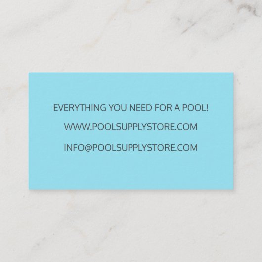 Blue Water Pool voorraad winkel / zwembad reparati Visitekaartje (Achterkant)