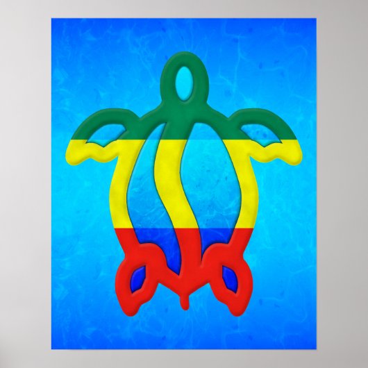 Blue Water Rasta Honu Poster (Voorkant)