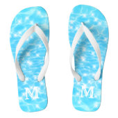 Blue Water Ripples Custom Monogram Initiaal Teenslippers (Voetbed)