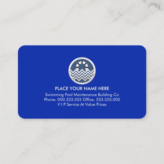 Blue Water Silver Pool Lining Visitekaartje (Achterkant)