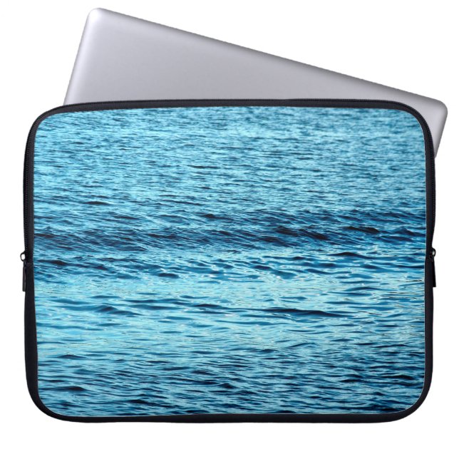 Blue water wave abstract backgroundabstract, aqua; laptop sleeve (Voorkant)