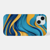 Blue Water Wave Pattern iPhone Case – Stromend Ele iPhone 15 Case (Achterkant horizontaal)
