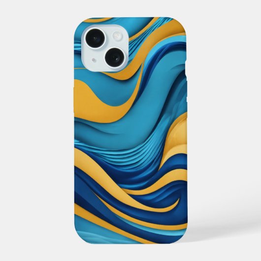 Blue Water Wave Pattern iPhone Case – Stromend Ele iPhone 15 Case (Achterkant)