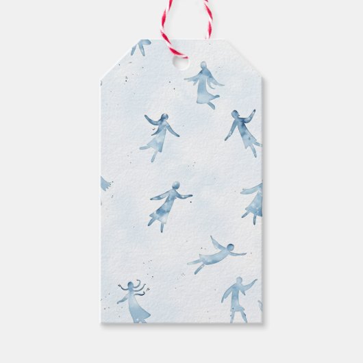 Blue Watercolor Abstract Silhouettes Cadeaulabel (Voorkant)