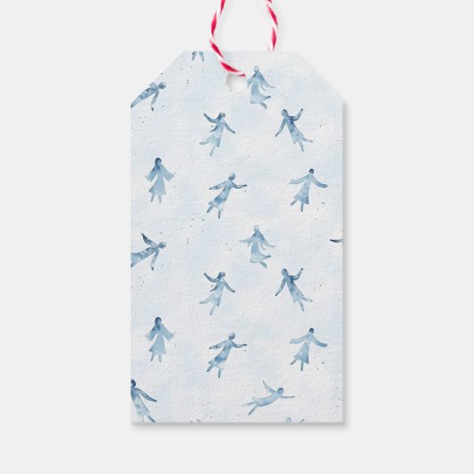 Blue Watercolor Abstract Silhouettes Cadeaulabel (Achterkant)