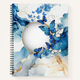 Blue Watercolor and Butterfly with a hint of Gold Notitieboek
