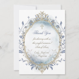 blue watercolor beige frame thank you card kaart