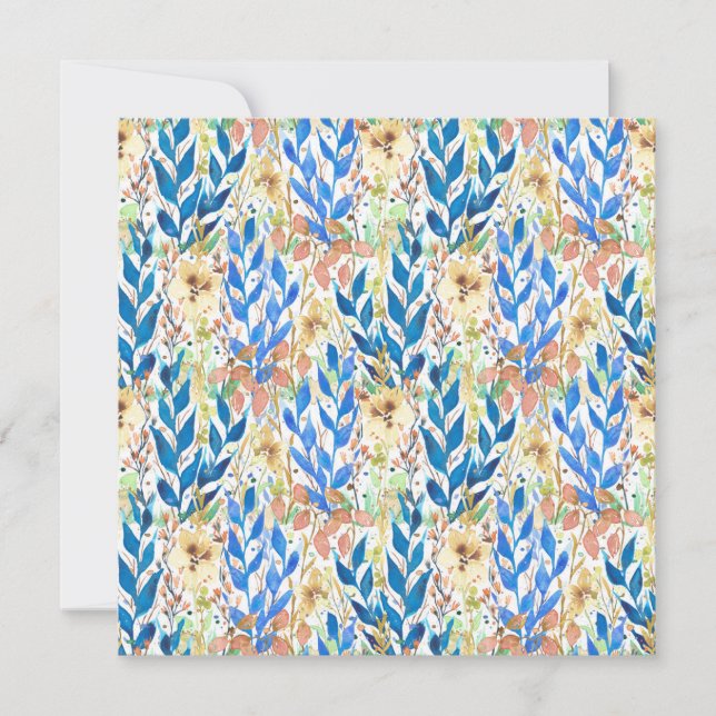 Blue Watercolor Blossom Garden (Voorkant)