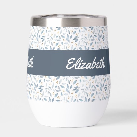 Blue Watercolor Botanical Pattern Name (Achterkant)