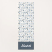 Blue Watercolor Botanical Pattern Name Yogamat (Voorkant)