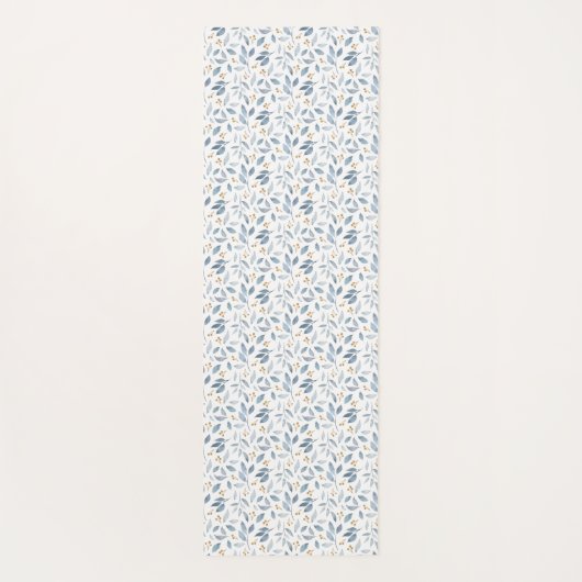 Blue Watercolor Botanical Pattern Yogamat (Achterkant)