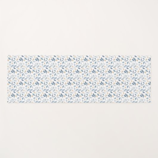 Blue Watercolor Botanical Pattern Yogamat (Voorkant (horizontaal))