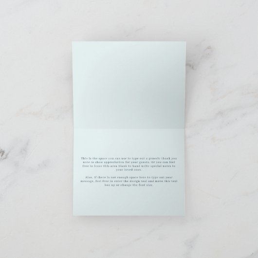 Blue Watercolor Bow Baby Shower Folding Bedankkaart (Binnen)