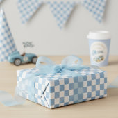 Blue Watercolor Checkered Racing Flag Cadeaupapier