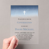blue watercolor Confirmation boy Acryl Uitnodigingen (Insitu (Draagbaar))