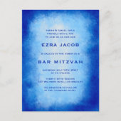 Blue Watercolor Custom  Bar Bat Mitzvah Briefkaart (Voorkant)