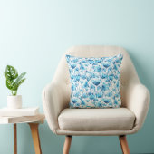 Blue Watercolor Daisies Kussen (Stoel)