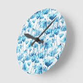 Blue Watercolor Daisies Ronde Klok (Hoek)