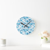 Blue Watercolor Daisies Ronde Klok (Huis)