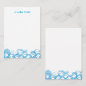 Blue Watercolor Dog Paw Personalized Stationery Notitiekaartje (Voorkant / Achterkant)