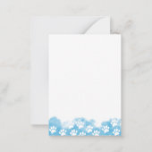 Blue Watercolor Dog Paw Personalized Stationery Notitiekaartje (Achterkant)