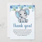 Blue Watercolor Elephant Baby shower Boy Bedankkaart (Voorkant)