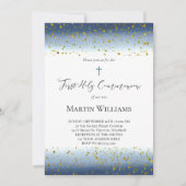 blue watercolor First Communion Kaart (Voorkant)