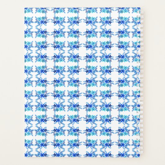 Blue Watercolor Floral Personalized Planner (Achterkant)