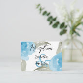 Blue Watercolor Floral - Reception Informatiekaartje (Staand voorkant)